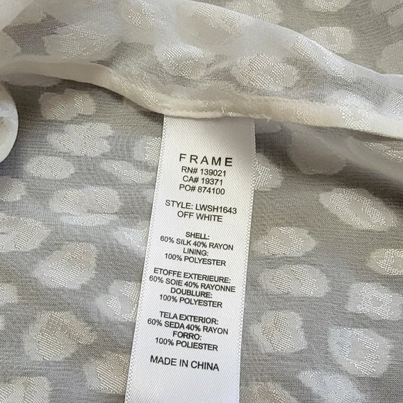 FRAME Spot Jacquard Silk Blend Smocked Peasant Top In Off White - Picture 14 of 16